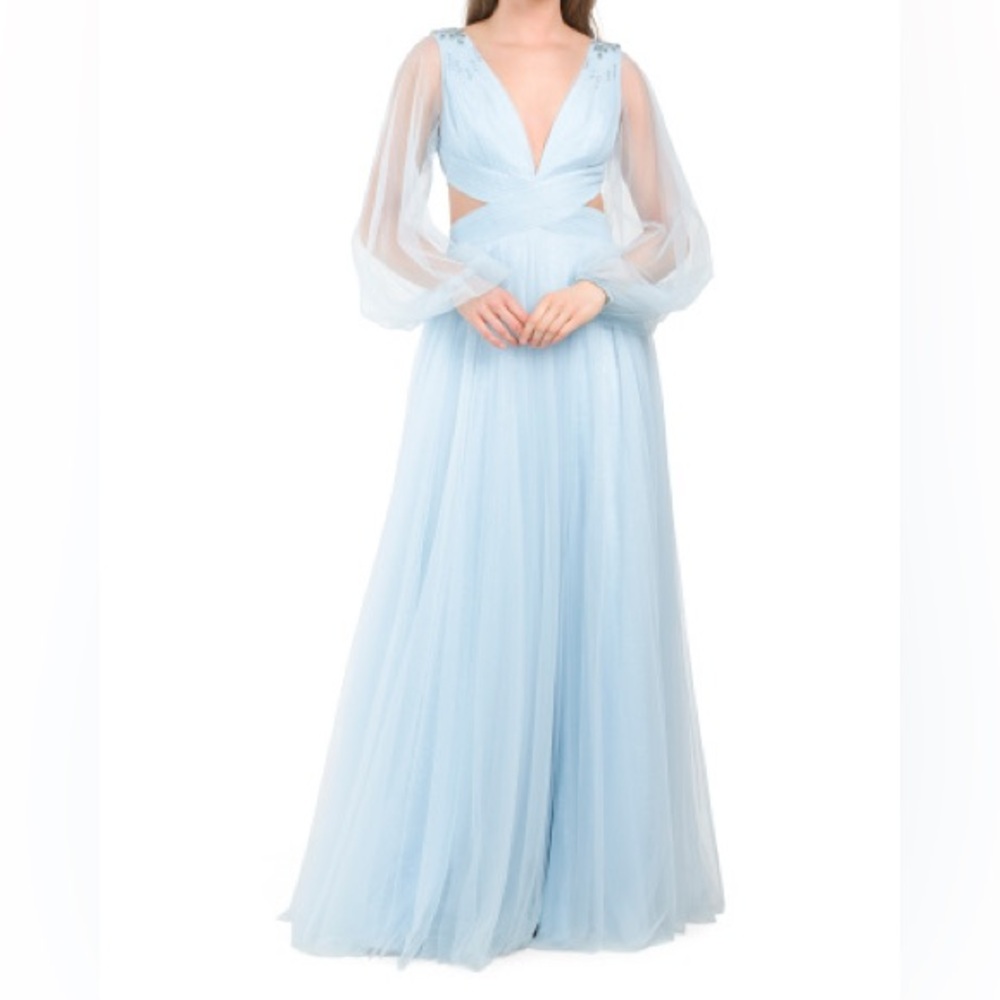 Mac Duggal Ice Blue Formal Gown